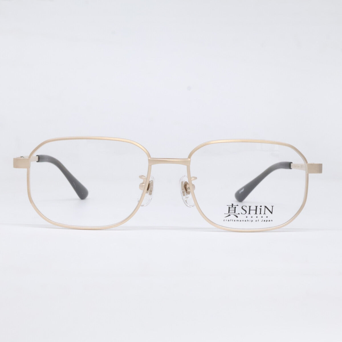 SHiN Matte Gold Square Titanium Eyewear Size 53x17-143