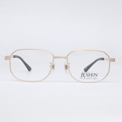 SHiN Matte Gold Square Titanium Eyewear Size 53x17-143