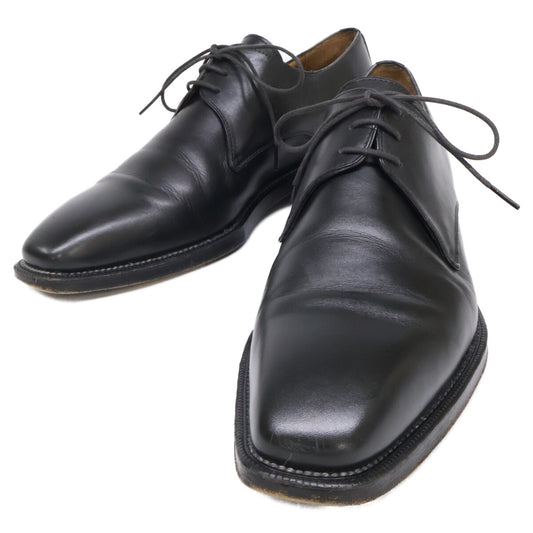 Ermenegildo Zegna Black Plain Toe Leather Shoes Size 7