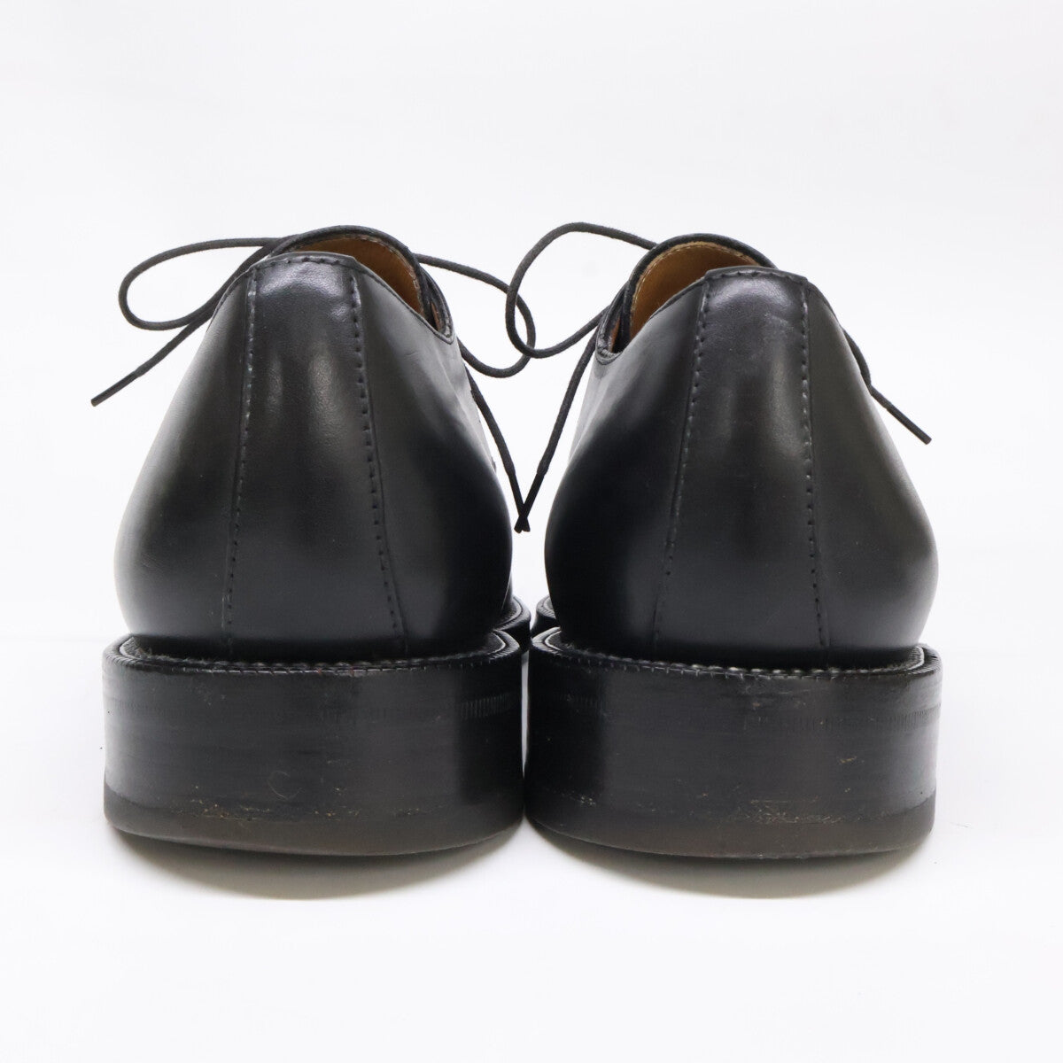Ermenegildo Zegna Black Plain Toe Leather Shoes Size 7