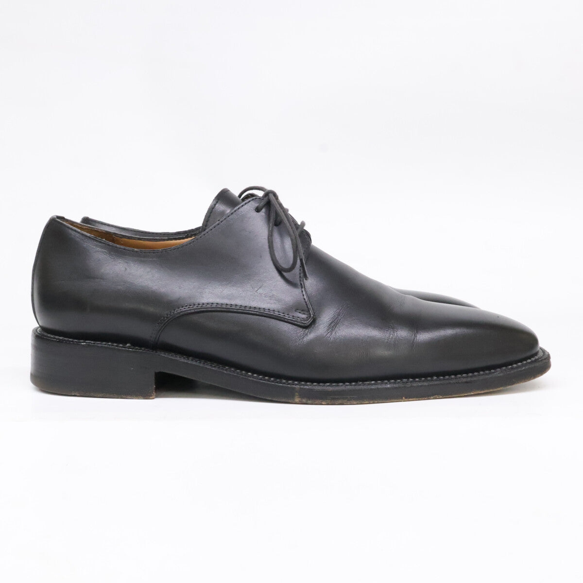 Ermenegildo Zegna Black Plain Toe Leather Shoes Size 7