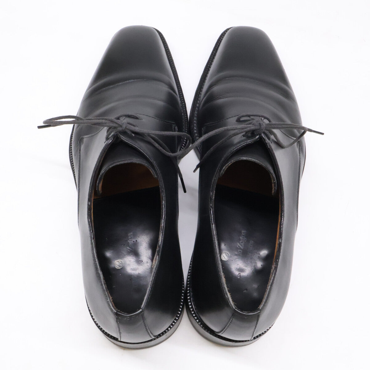 Ermenegildo Zegna Black Plain Toe Leather Shoes Size 7