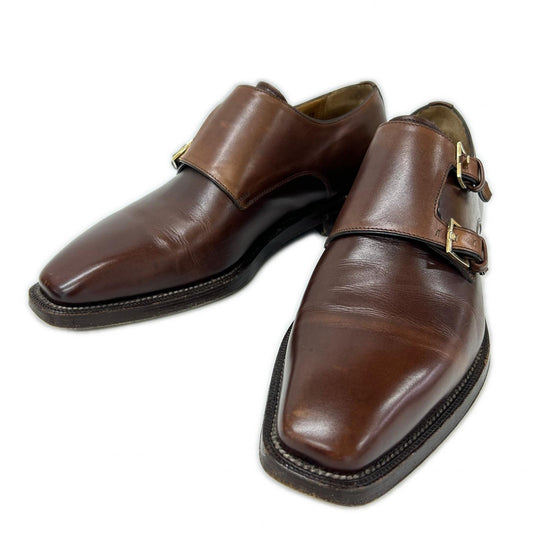 Ermenegildo Zegna Double Monk Strap Leather Brown Sneakers Size 7
