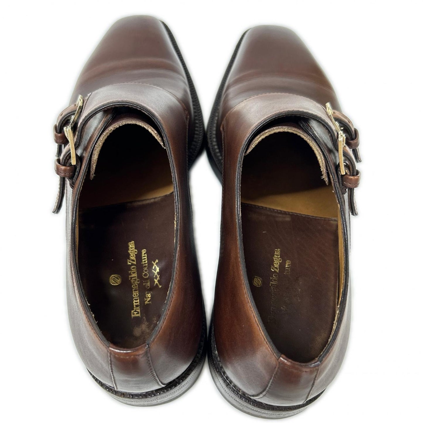 Ermenegildo Zegna Double Monk Strap Leather Brown Sneakers Size 7