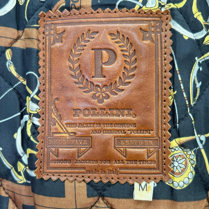 POLLINI Brown Quilted Leather Jacket Size M