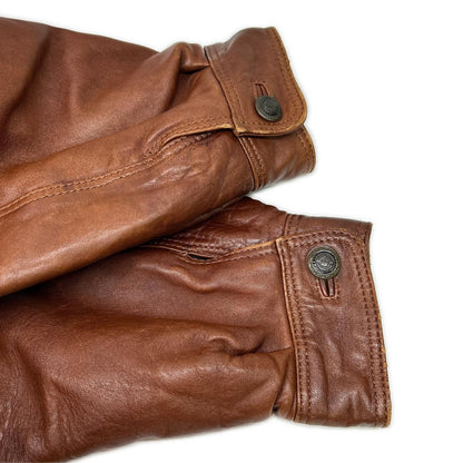 POLLINI Brown Quilted Leather Jacket Size M