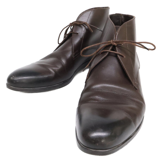 Ermenegildo Zegna Leather Chukka Boots Dark Brown Size 7.5