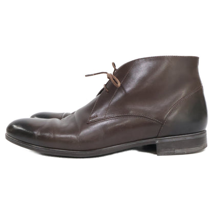 Ermenegildo Zegna Leather Chukka Boots Dark Brown Size 7.5