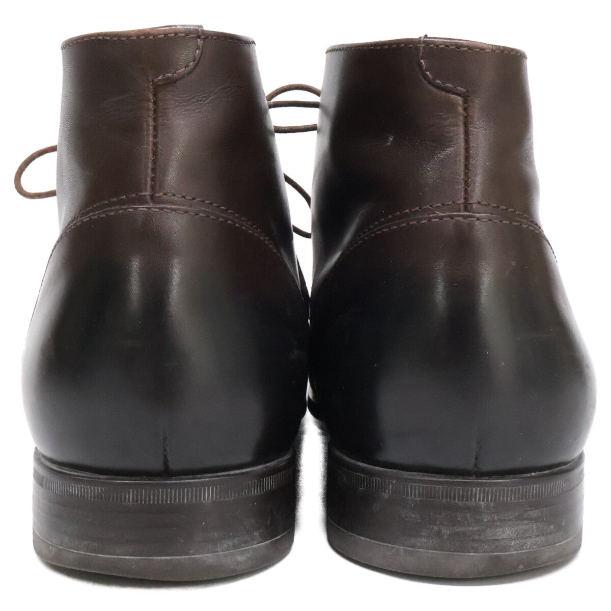 Ermenegildo Zegna Leather Chukka Boots Dark Brown Size 7.5
