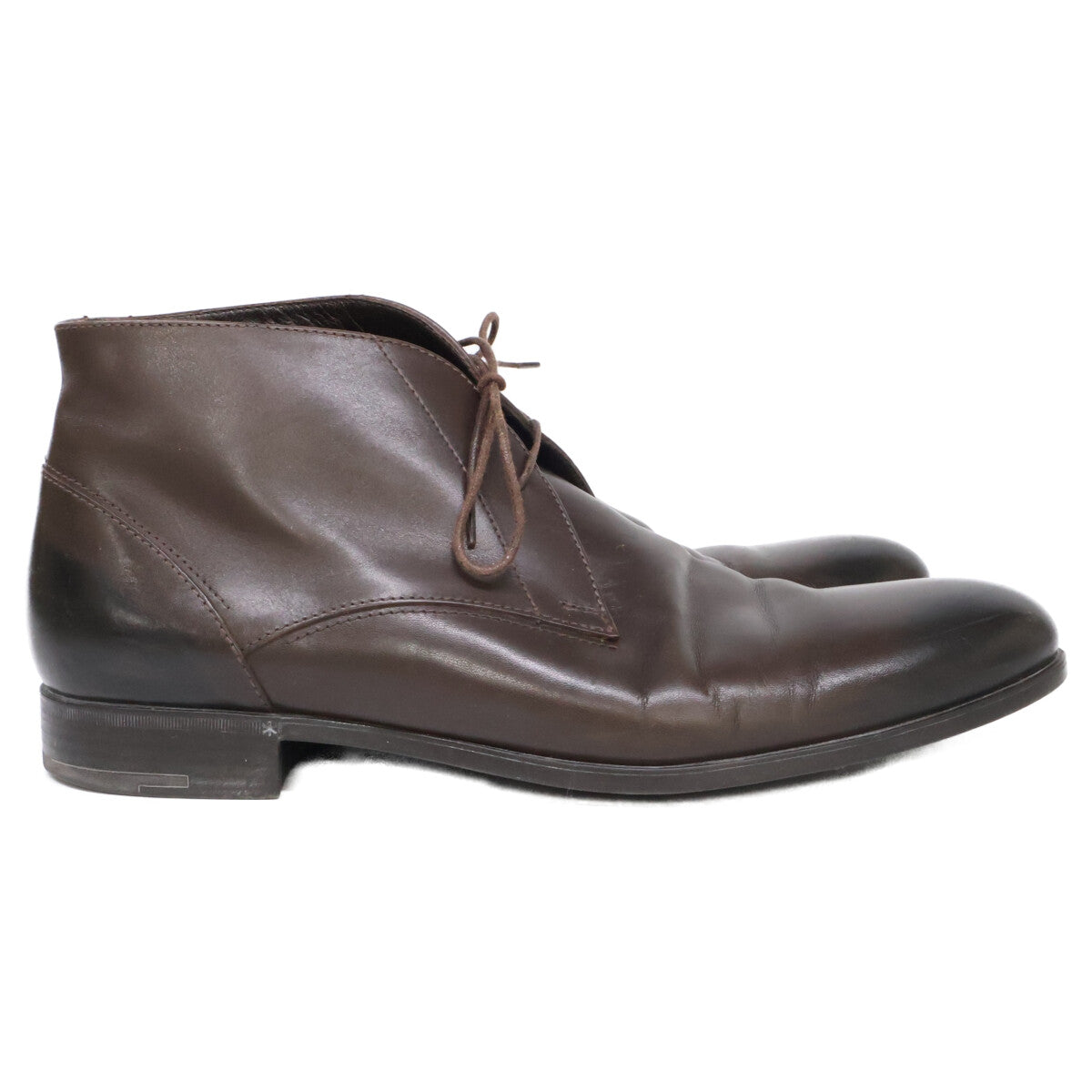 Ermenegildo Zegna Leather Chukka Boots Dark Brown Size 7.5
