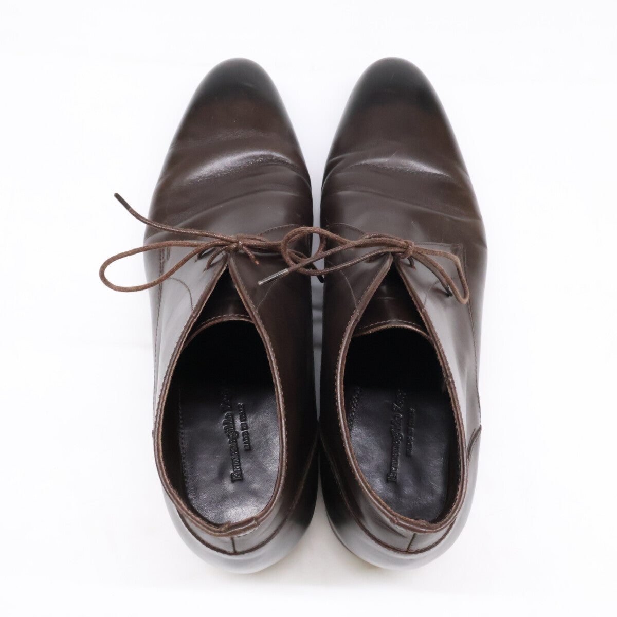 Ermenegildo Zegna Leather Chukka Boots Dark Brown Size 7.5