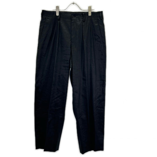 Y's for men Linen Cotton Twill 2-Tuck Pants Black Size 3