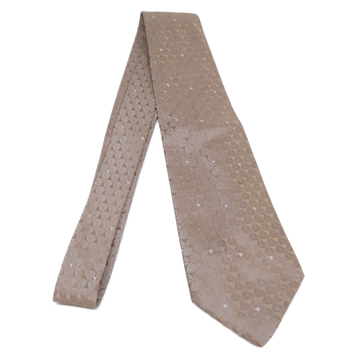 CHANEL Coco Mark Silk Jacquard Tie Gray Size ONE SIZE