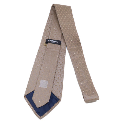 CHANEL Coco Mark Silk Jacquard Tie Gray Size ONE SIZE