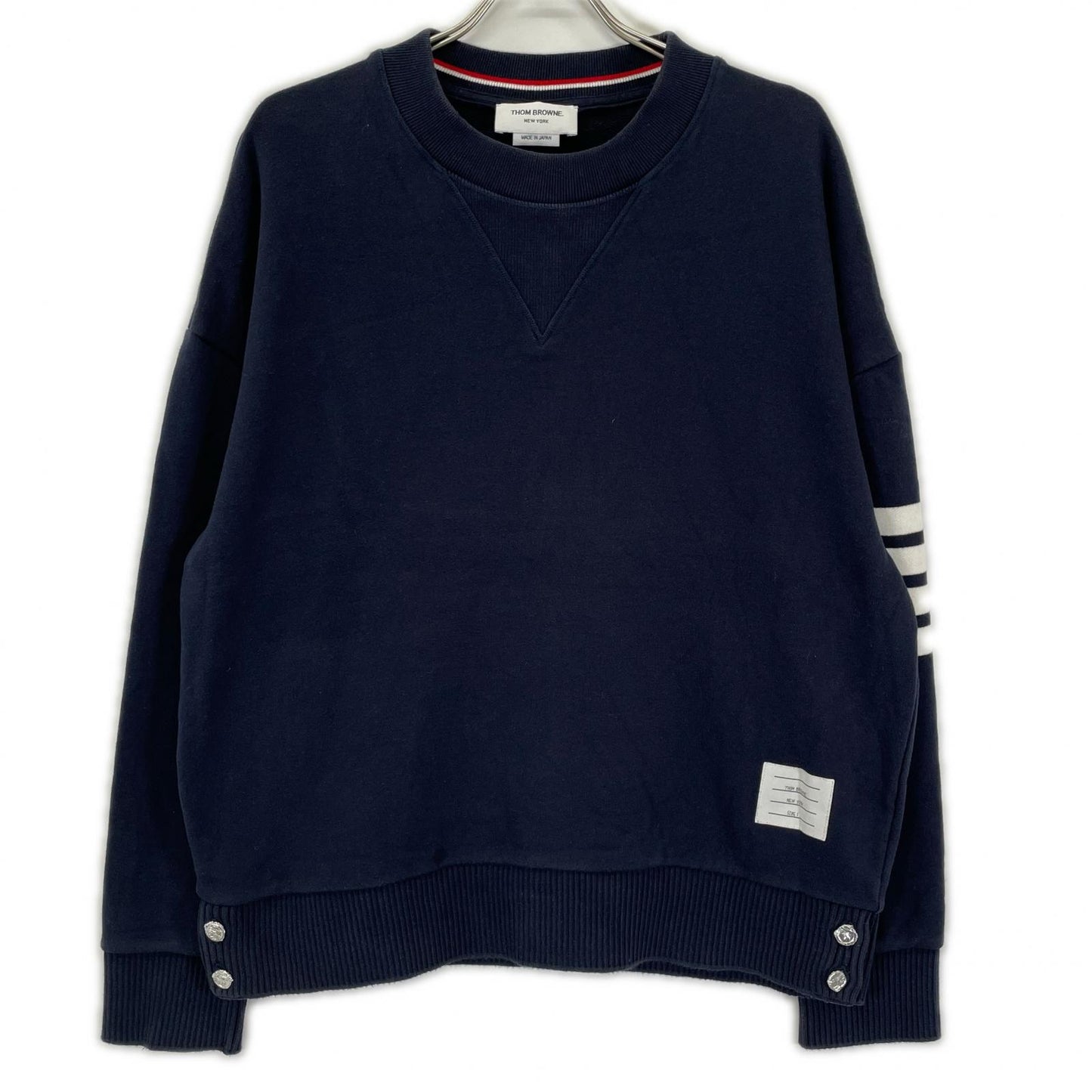 THOM BROWNE 4BAR Loopback Crewneck Sweatshirt Navy Size 1