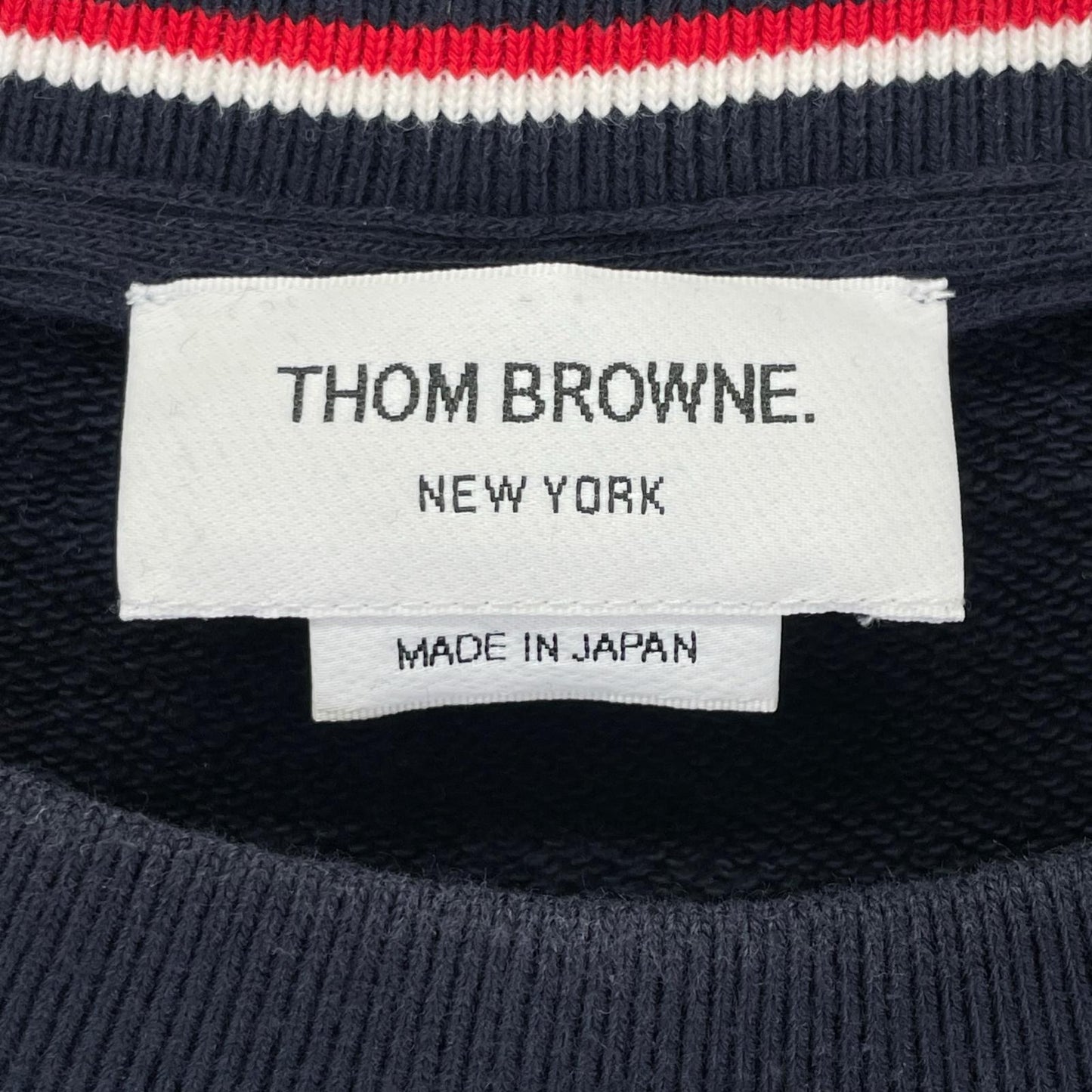 THOM BROWNE 4BAR Loopback Crewneck Sweatshirt Navy Size 1