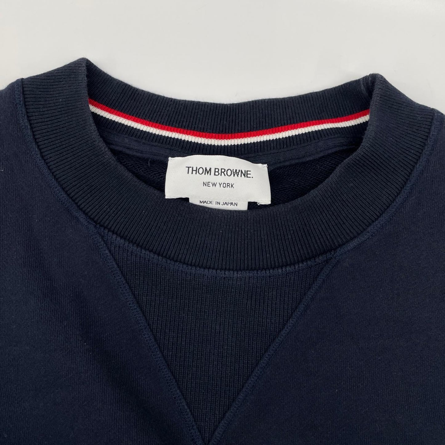 THOM BROWNE 4BAR Loopback Crewneck Sweatshirt Navy Size 1