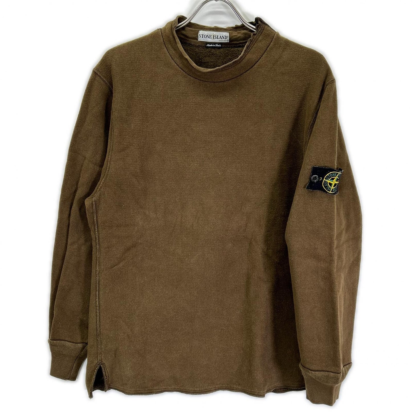 STONE ISLAND Long Sleeve Mock Neck T-Shirt Brown Size M