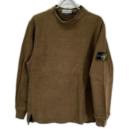 STONE ISLAND Long Sleeve Mock Neck T-Shirt Brown Size M