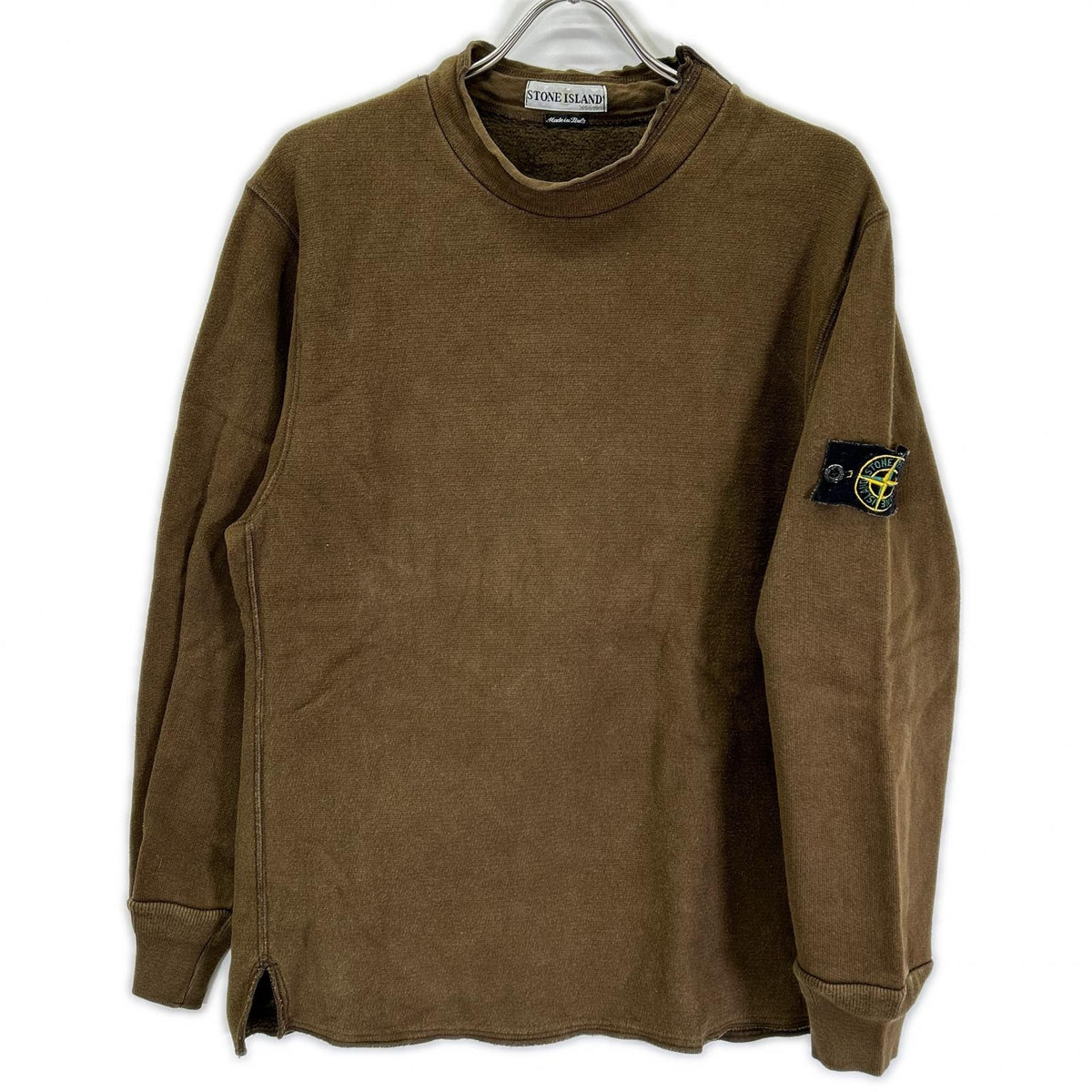 STONE ISLAND Long Sleeve Mock Neck T-Shirt Brown Size M