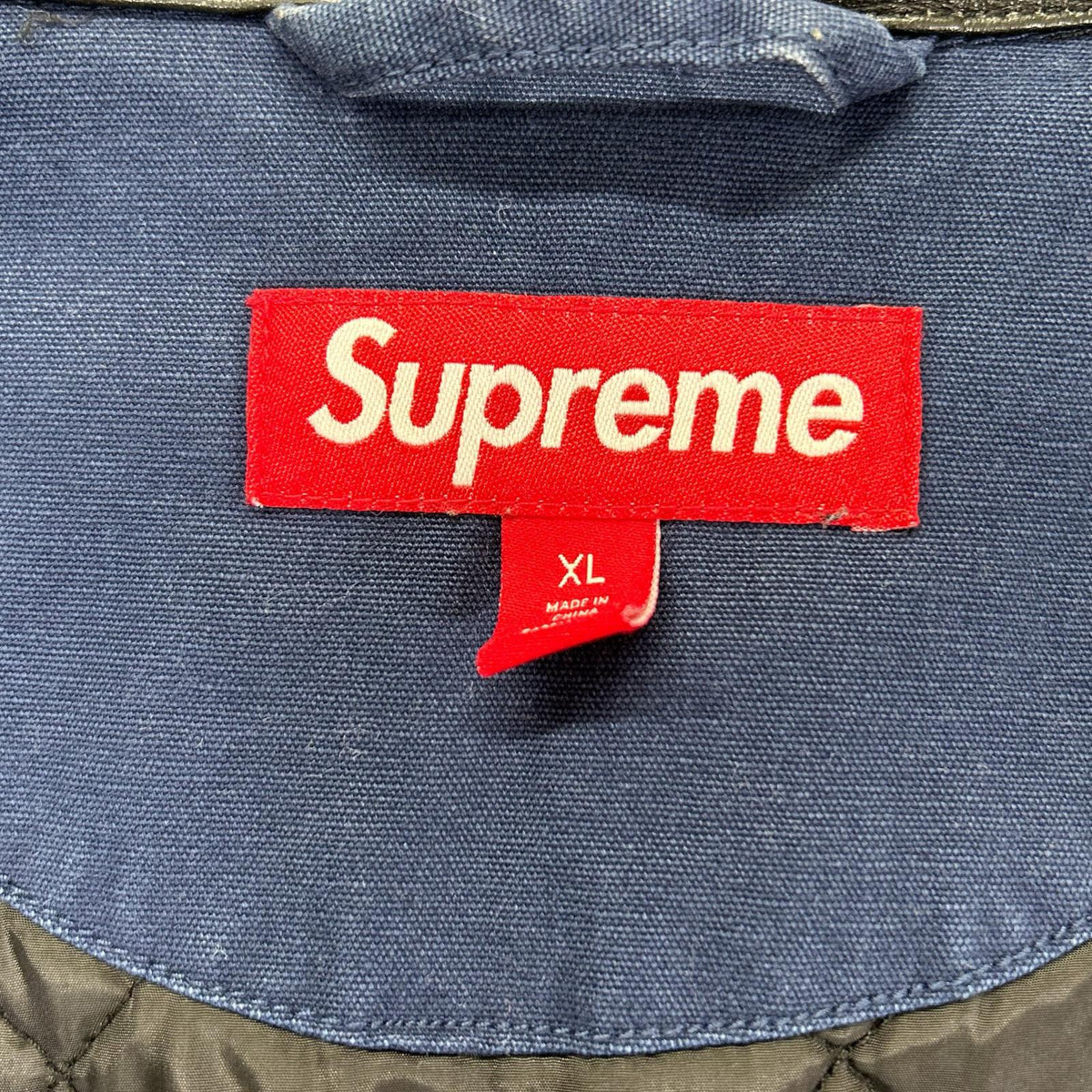 Supreme 24FW Leather Collar Utility Jacket Navy Size XL