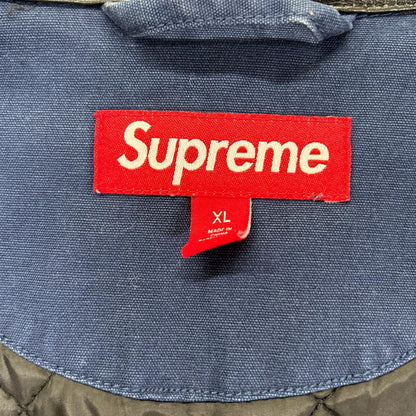 Supreme 24FW Leather Collar Utility Jacket Navy Size XL