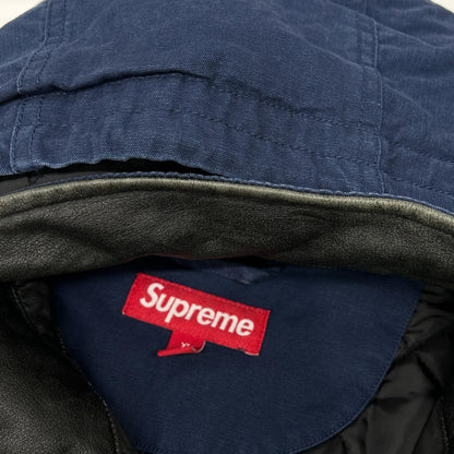 Supreme 24FW Leather Collar Utility Jacket Navy Size XL