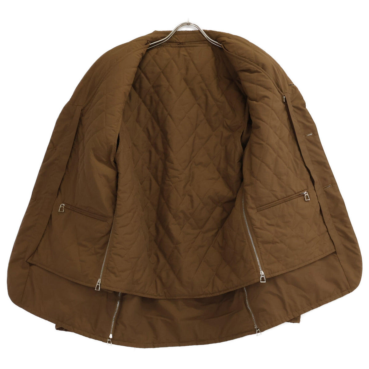HERMES Detachable Liner Quilted Jacket Brown Size S