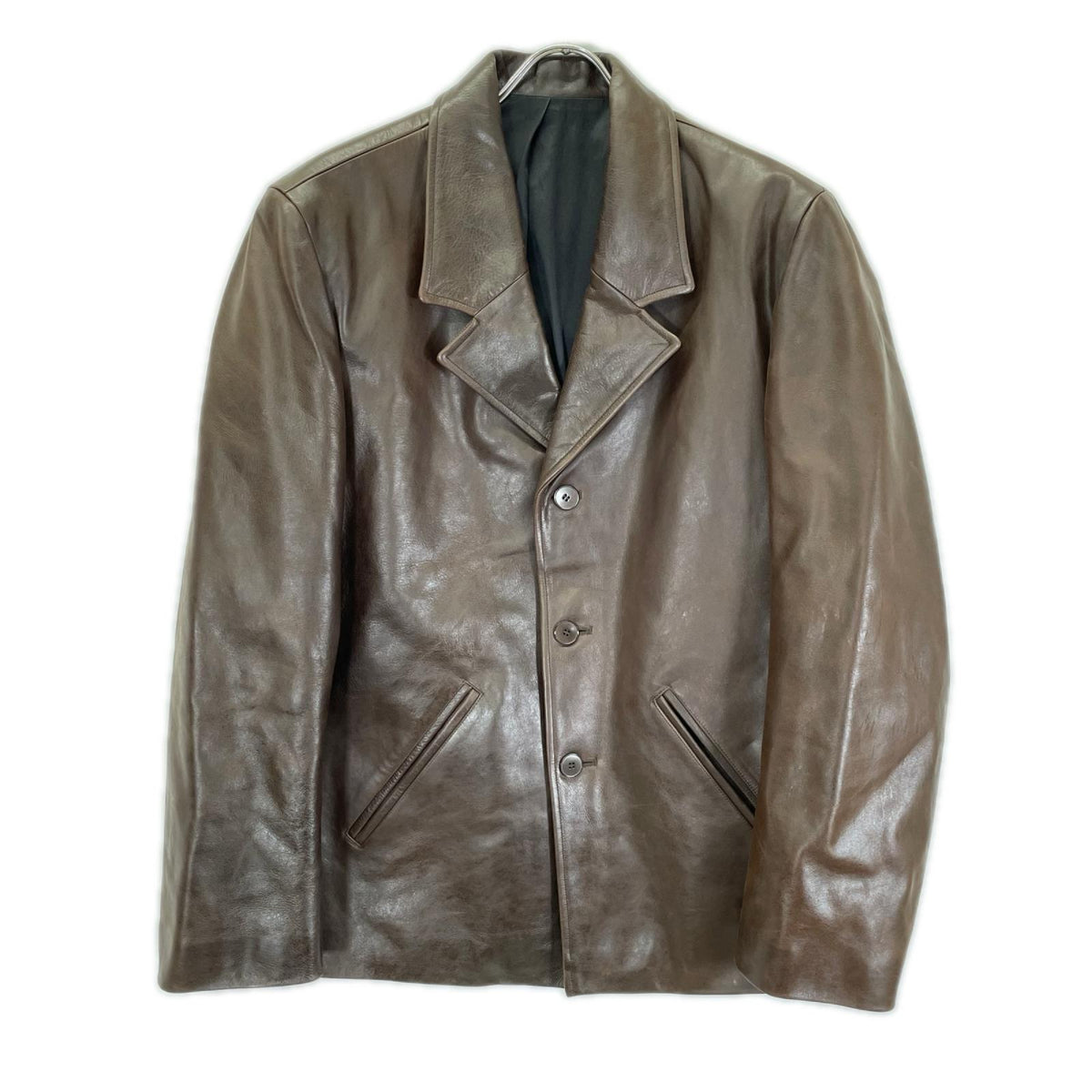 agnes b HOMME French Leather Tailored Blazer Brown Size 2