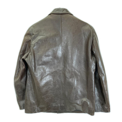 agnes b HOMME French Leather Tailored Blazer Brown Size 2