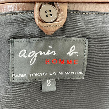 agnes b HOMME French Leather Tailored Blazer Brown Size 2