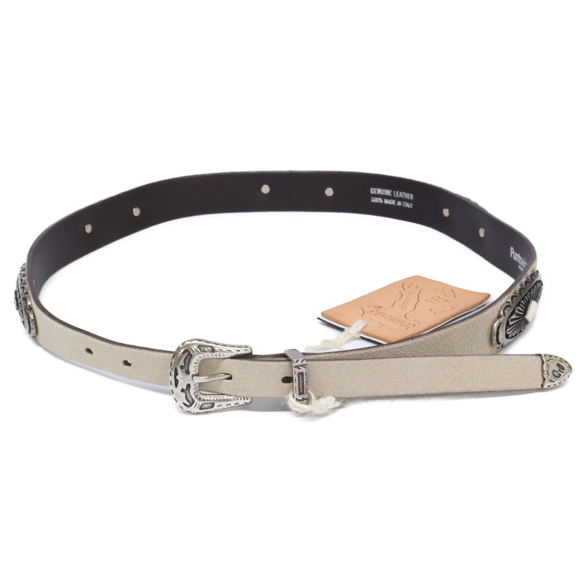 Puntovita PV927 Concho Suede Belt Ivory Size 80