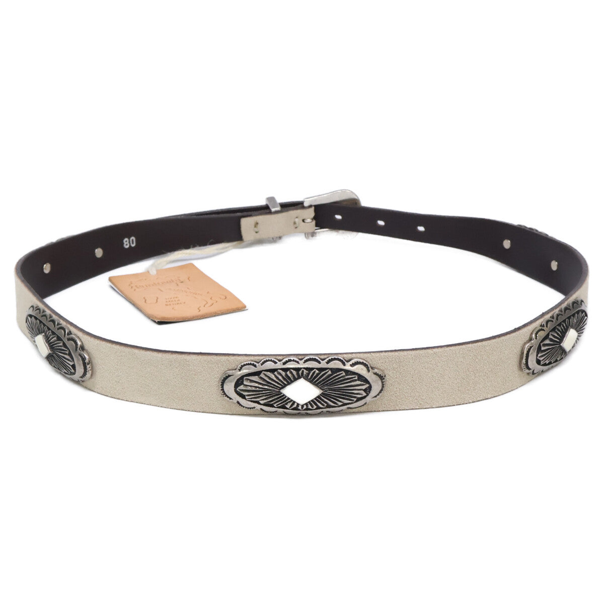 Puntovita PV927 Concho Suede Belt Ivory Size 80