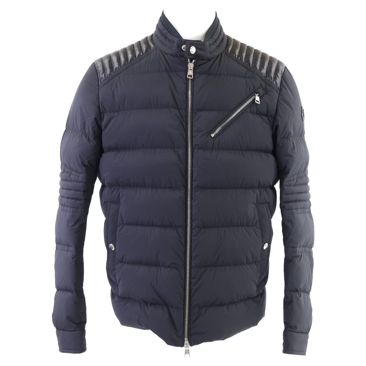 MONCLER SAMALENS Biker Nylon Down Jacket Black Size 4