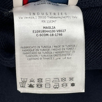 MONCLER Maglia Logo Patch Hoodie Navy Cotton Size XL