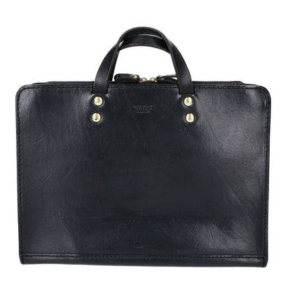 HERZ BW-111 Leather Two-Handle Business Bag Black