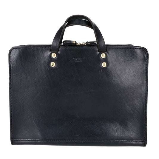 HERZ BW-111 Leather Two-Handle Business Bag Black