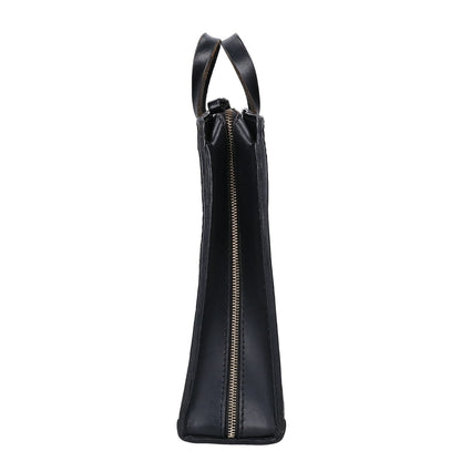 HERZ BW-111 Leather Two-Handle Business Bag Black