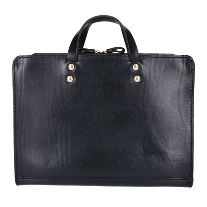 HERZ BW-111 Leather Two-Handle Business Bag Black