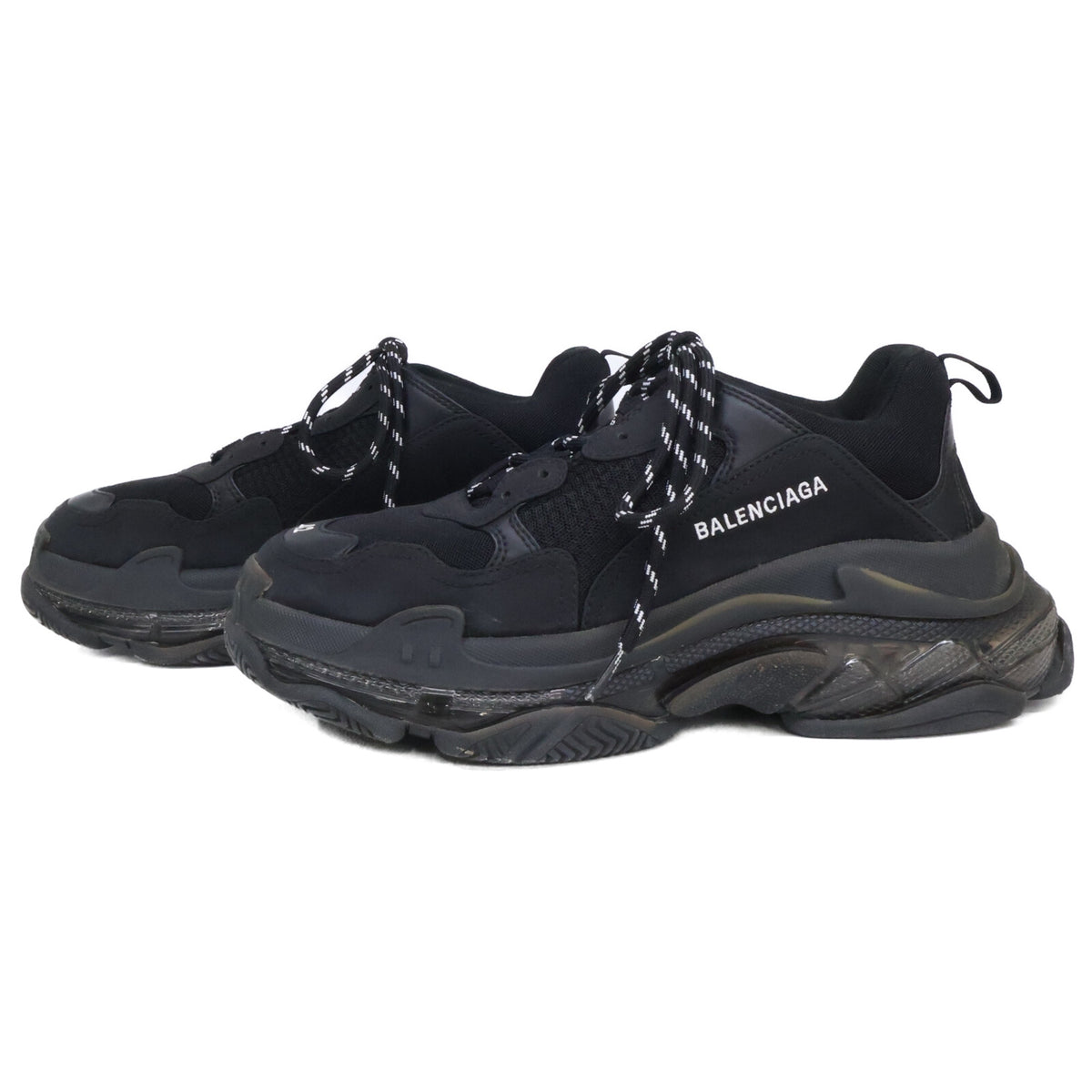 BALENCIAGA Triple S Clear Sole Sneakers Black Size 27.5