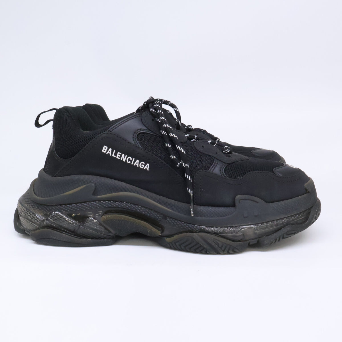 BALENCIAGA Triple S Clear Sole Sneakers Black Size 27.5