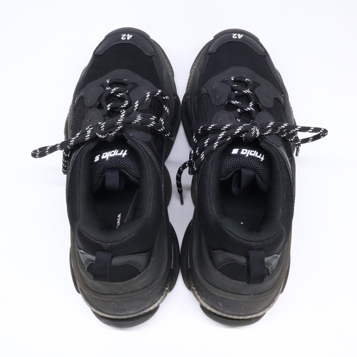 BALENCIAGA Triple S Clear Sole Sneakers Black Size 27.5