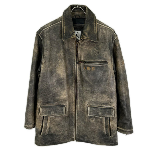 NIKE 90s MJ-23 Leather Riders Jacket Khaki Size M