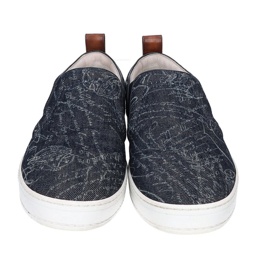 BERLUTI Playtime Scritto Denim Slip-On Sneakers Size UK 10.5