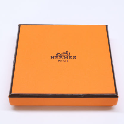 HERMES Tournis Tresse Swift Leather Bracelet Black/Silver