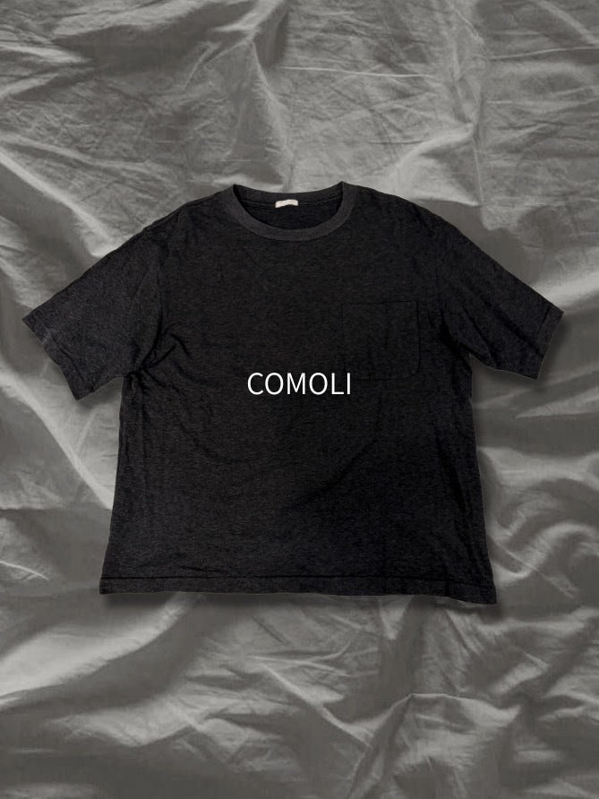COMOLI SS16 Open-End Cotton Pocket T-Shirt Black Size M