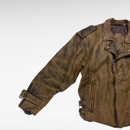 ROUNDTREE 90s Leather Jacket Brown Size M