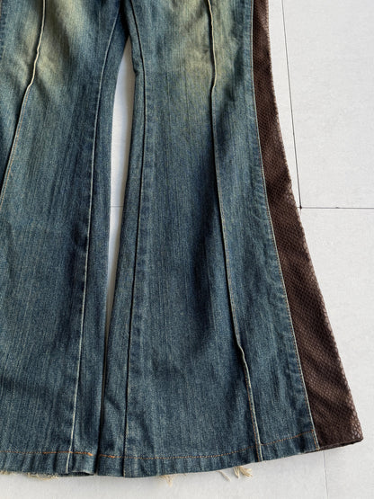 MORGAN Western Python Flared Denim Size M