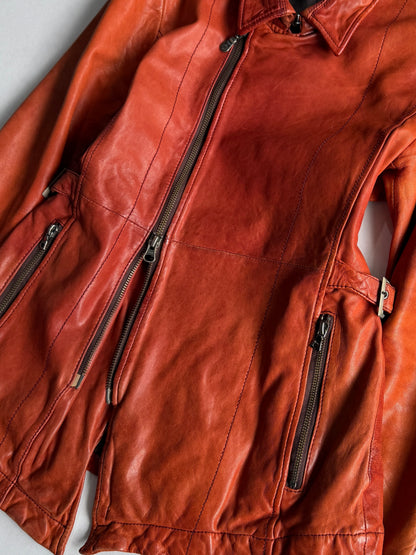 TORNADO MART Double Zip Leather Jacket Size M