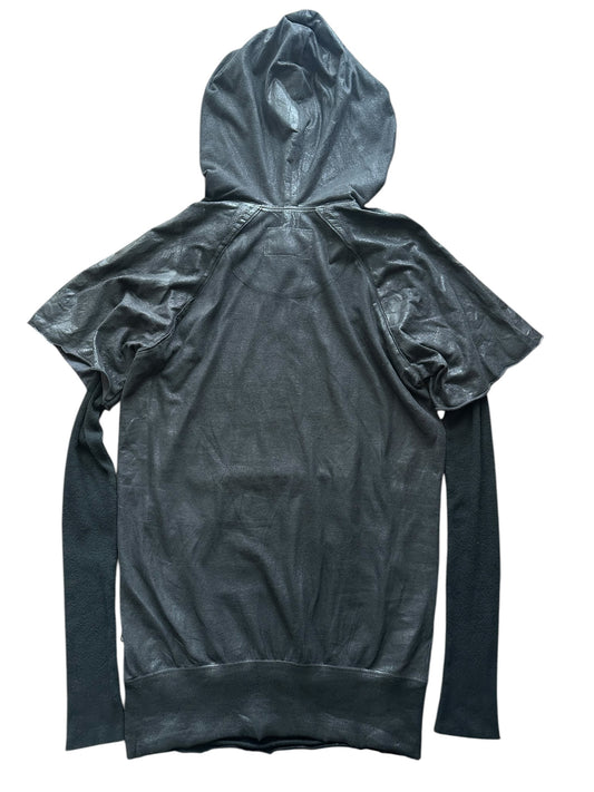 Vintage lgb Wax Coated Layered Gray Hoodie Size S